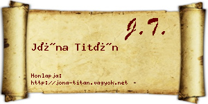 Jóna Titán névjegykártya